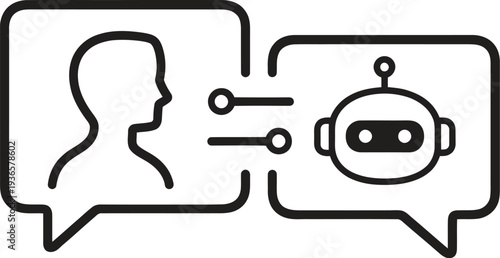 Human and AI chatbot conversation vector icon