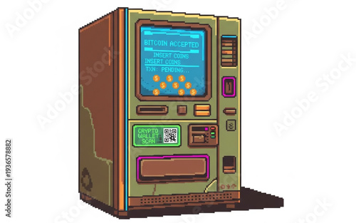 Futuristic vending machine illustration showcasing technology and automation in a modern setting from a frontal viewpoint
