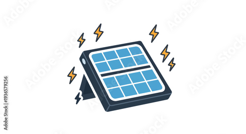 Illustration of a modern solar panel, a symbol of clean energy generation and sustainable power, depicting the future of renewable electricity and eco-friendly technology