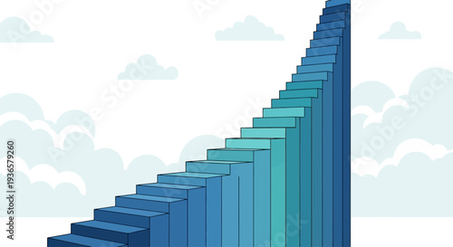 Ascending Staircase Leading Towards a Bright Future Above the Clouds Symbolizing Growth and Achievement