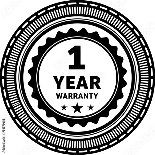 1 year warranty stamp with the text