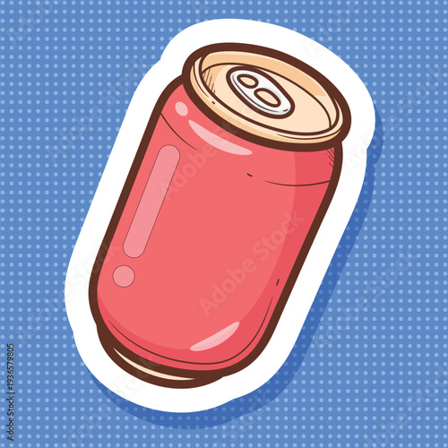 Red Soda Can Sticker Vector Illustration