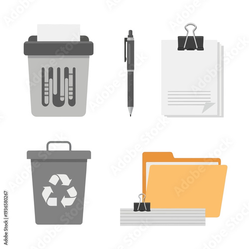 Office supplies and documents arranged neatly with pens and papers in a business setting