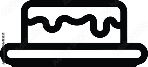 Black silhouette of a cake with wavy icing on a plate vector illustration