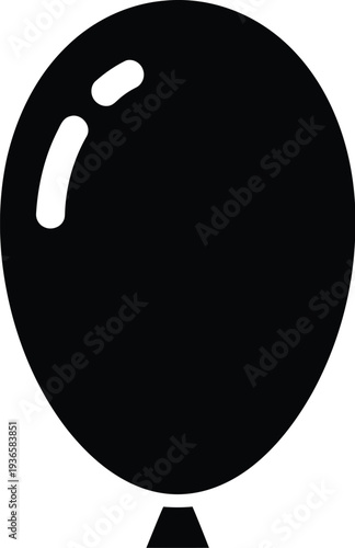 Black balloon with shiny reflection vector illustration