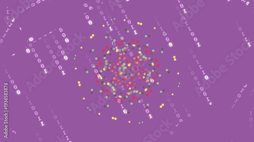 Vibrant Purple Background with Colorful Particles.