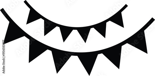 Black bunting flags garland for party decoration vector illustration