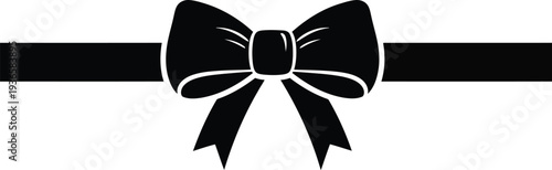 Black bow on ribbon for decoration and gift wrapping vector illustration