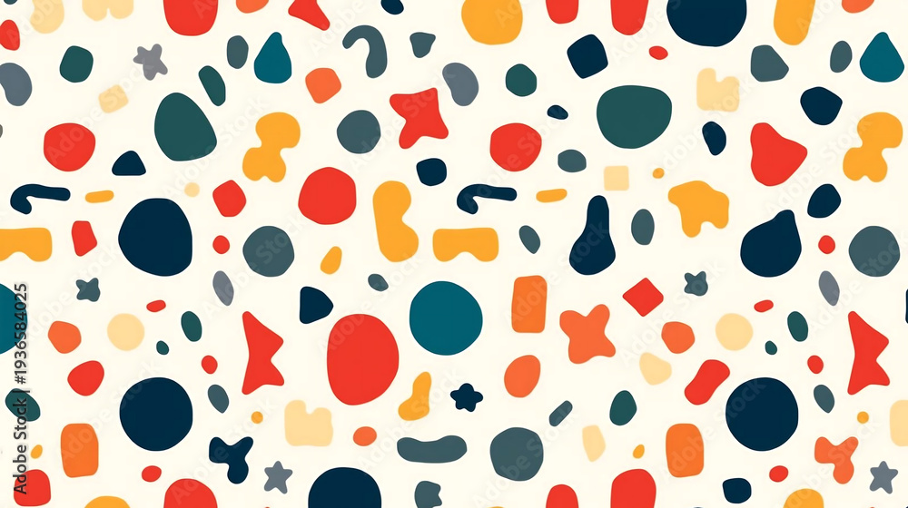 Fototapeta premium Minimalist abstract shapes pattern on light cream background, playful and modern scattered elements, creative design wallpaper 4k ,Generative AI.