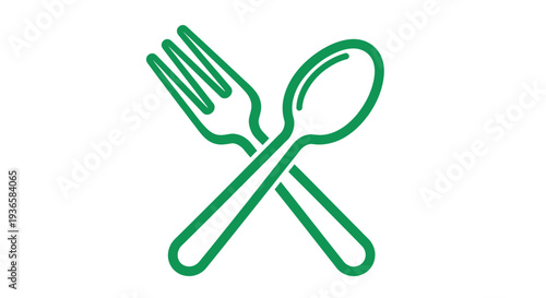 Green crossed fork and spoon icon.