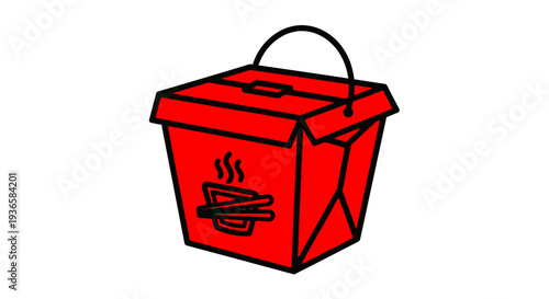 Red Chinese takeout food container box.
