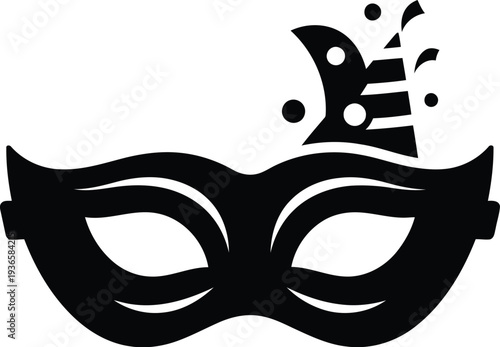 Black masquerade mask with a decorative crown on top vector illustration