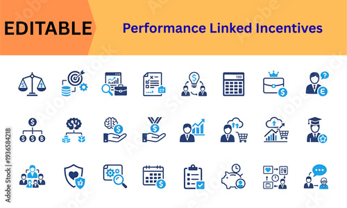 Corporate compensation and employee performance bonus icon collection. Salary, incentive, investment, success, scale, management, recruitment, career goals