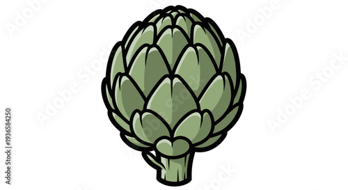 Green Artichoke Vegetable Closeup Illustration.