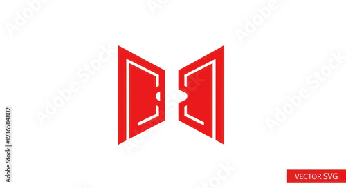 Free Download Open Red Doors Icon Symbol, Vector Illustration, Isolated on White Background - GFXLoad