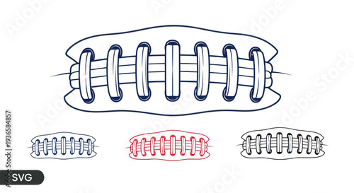 American Football Laces Close-Up Vector Icon Set