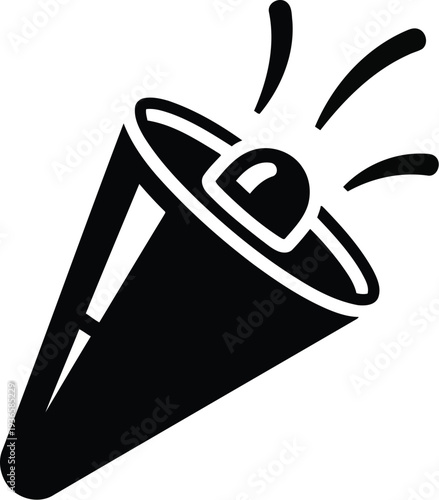 Black and white illustration of a megaphone with sound waves vector illustration