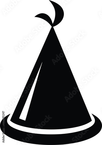 Black and white illustration of a party hat vector illustration