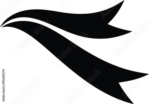 Black ribbon icon with wavy lines vector illustration