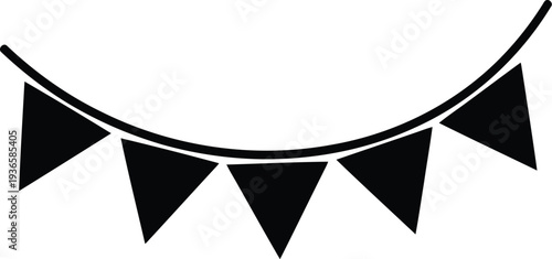 Black and white illustration of a festive bunting flag vector illustration