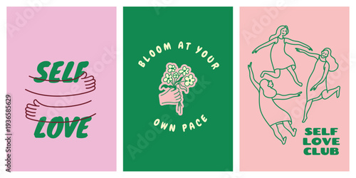 Vector logo design template, graphic element for advertising, branding, heart shape and love, doodle sketch mascot and character, self love and care concept