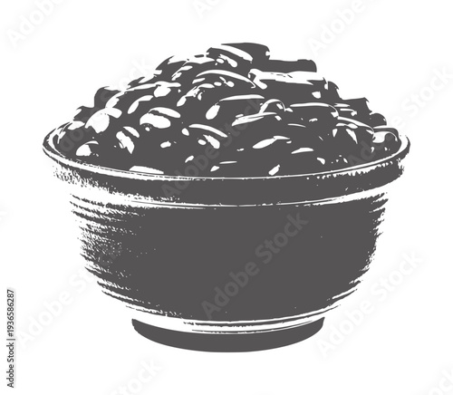 Dark gray bowl filled with beans white food