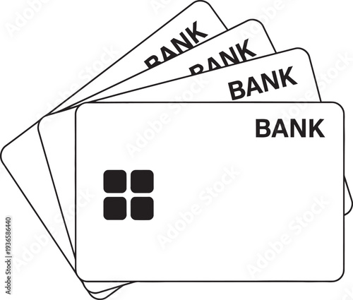 Multiple bank credit cards for financial transactions and payments