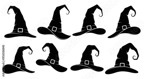 Halloween Witch Hats Silhouette Collection