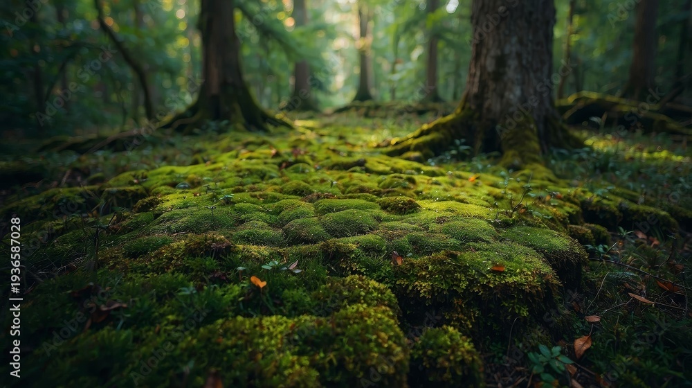 Fototapeta premium Lush Moss Forest Floor Natural Green Landscape