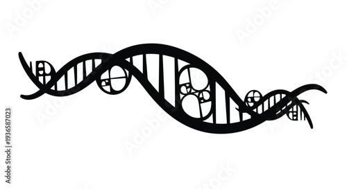 Abstract DNA helix with geometric shapes symbolizing science and life