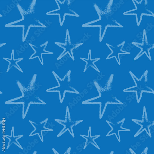 Template cosmetic label design with seamless stars pattern — vector hand drawn spray effect. Star background for childish banner, dreamlike design, childlike wrapping and branding