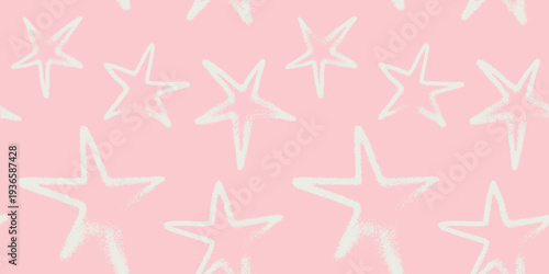 Template cosmetic label design with seamless stars pattern — vector hand drawn spray effect. Star background for childish banner, dreamlike design, childlike wrapping and branding