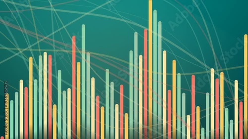 Colorful Bar Graph Animation on Teal Background.