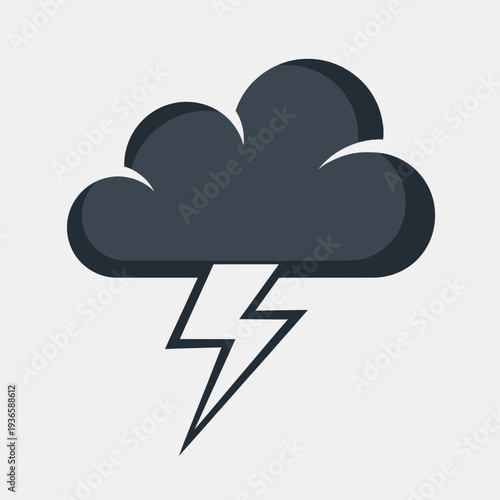 Simple icon of a dark storm cloud with a lightning bolt, symbolizing weather.
