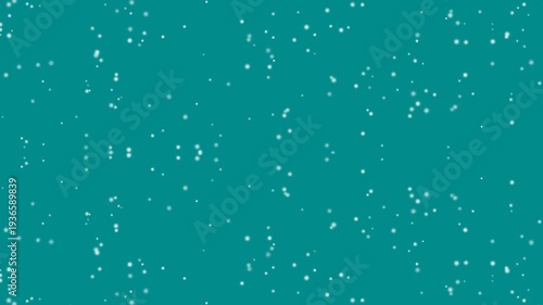 Teal background with white speckles animation.
