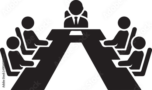 Board room members sitting around a table. Board Room Icon Object, Board Room Icon Picture, Board Room Icon Image