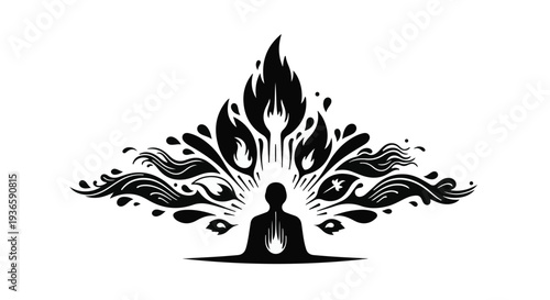 Person meditating with vibrant energy radiating outwards, symbolizing inner power and growth