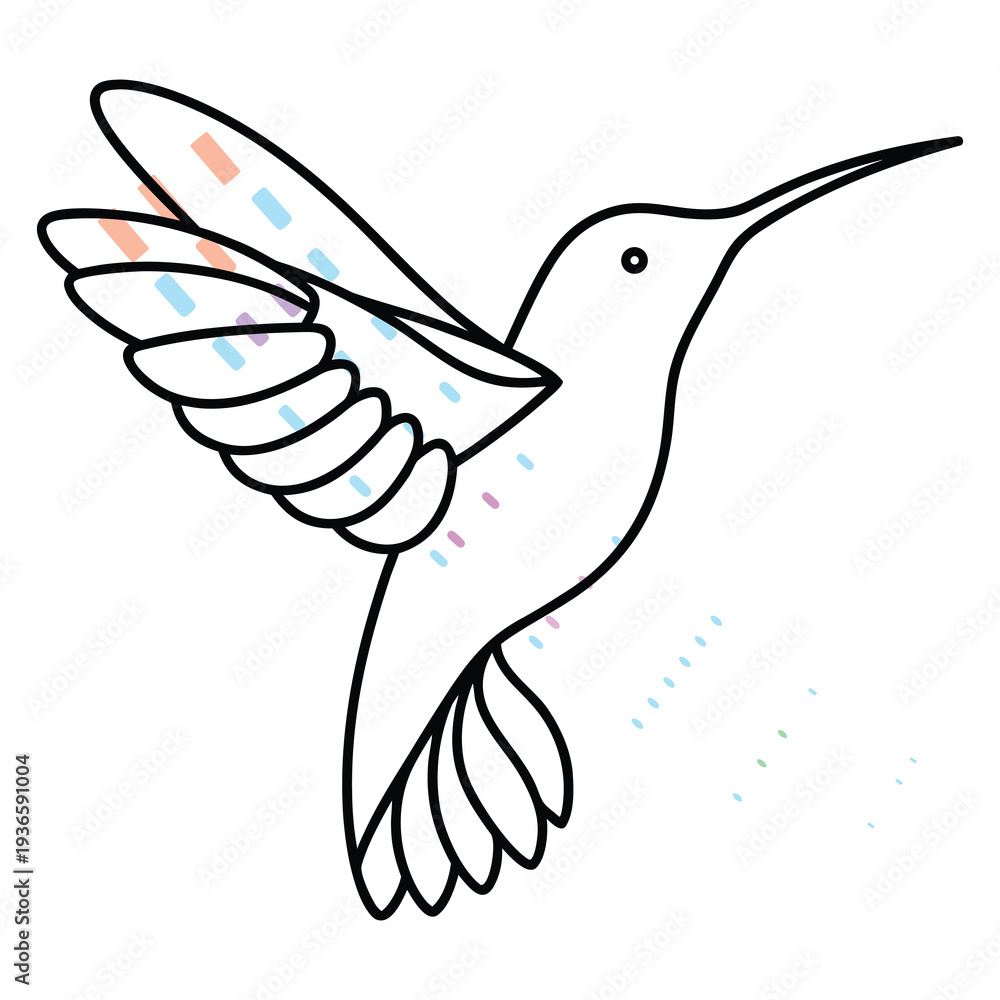 Obraz premium Hummingbird Flight Illustration Vector Art Design Element