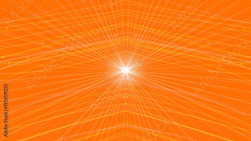 Bright Light Radiating from Center Orange Background.