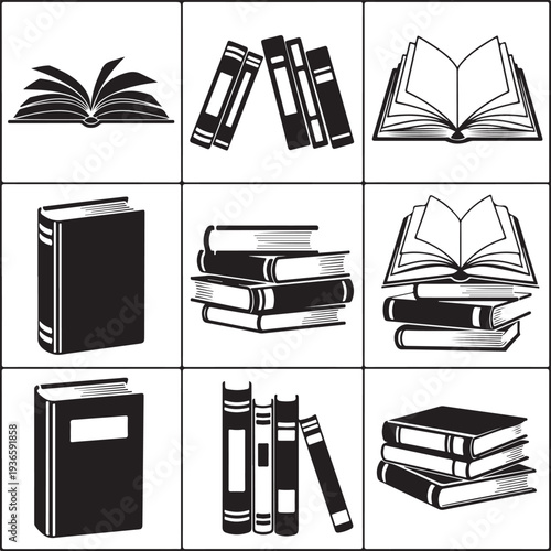 book icon set vector image