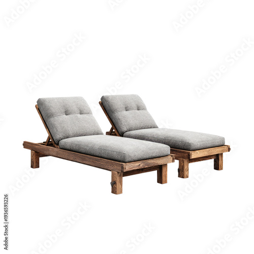 Wooden Sun Loungers with Cushions