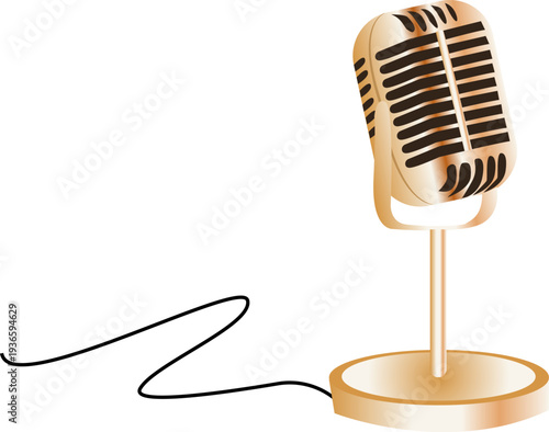 Vintage golden studio microphone