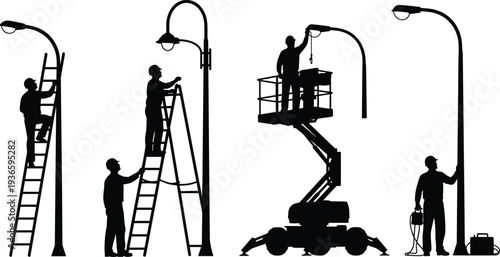 Large collection of diverse black silhouettes, people wearing hats, jumping, walking, standing, gesturing, isolated on white background for graphic design,