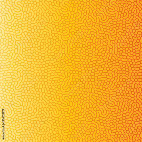 Seamless abstract background featuring bubbles and a golden melon skin texture with macro glass details for a natural orange textile surface design