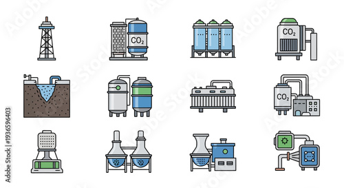 Industrial Water Treatment and Chemical Processing Equipment Icons
