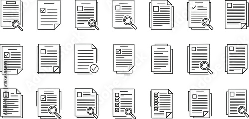 Collection of 20 low resolution document icons