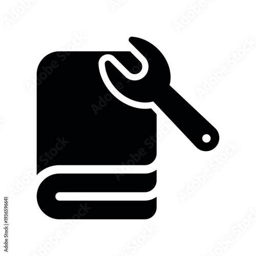 Book Icon with Wrench for Technical Maintenance