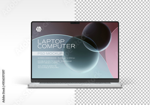 Laptop Device Mockup Isolated on Transparent Background – Clean Digital Presentation