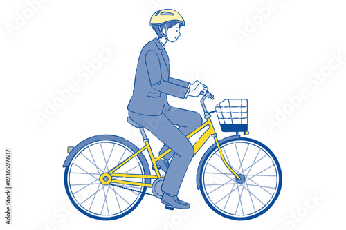 自転車に乗る男子学生 2C