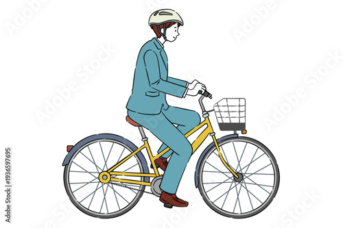 自転車に乗る男子学生 4C